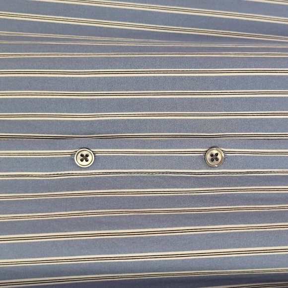 J. Jill Striped Viscose Rayon Button Down Blouse LARGE PETITE Blue White Black - Picture 8 of 16